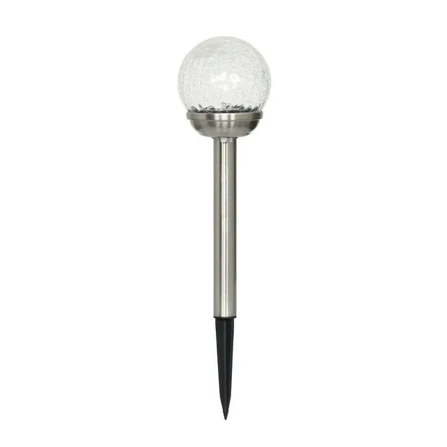 Solar Mini Crackle Pathlight Stainless Steel