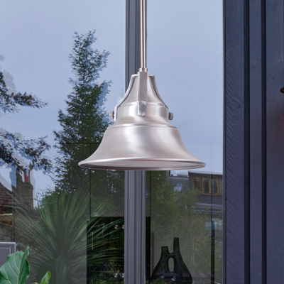 Union Industrial Light Indoor/Outdoor Pendant Satin Aluminum 8"