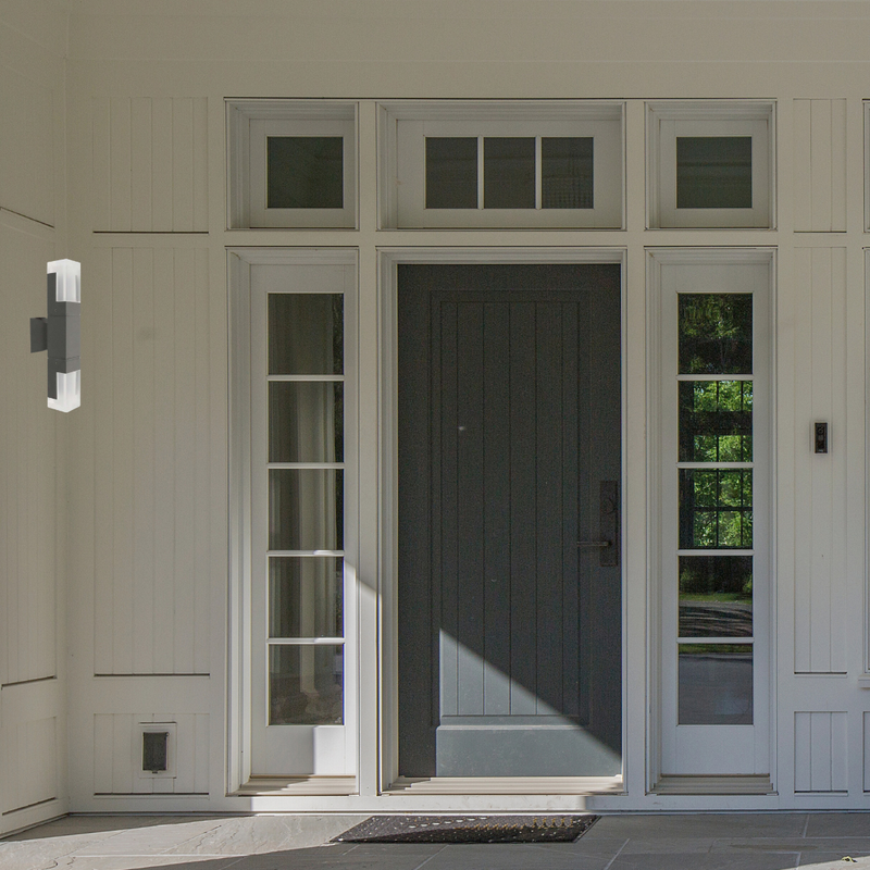 Contemporary Architectural Outdoor 2-Light Wall LED Dark Grey