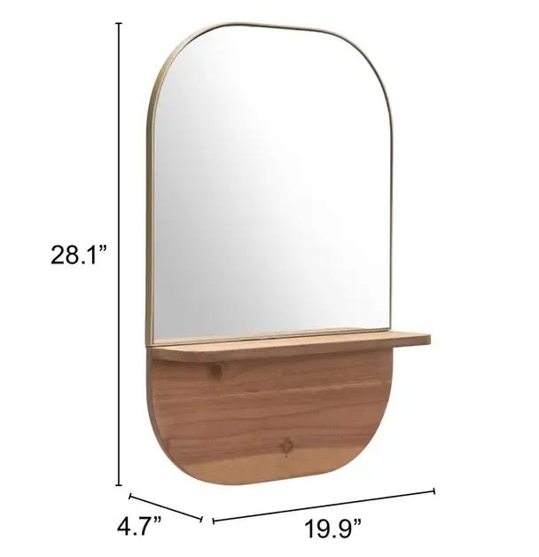 Meridian Shelf Mirror Gold and Brown