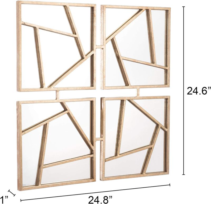 Four Faces Mirror Wall Panels Gold