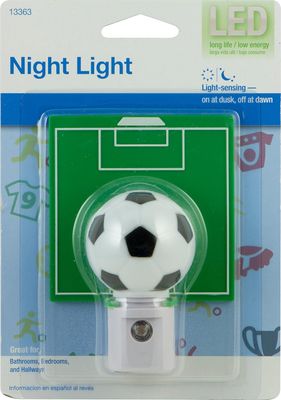 Night Light with LED Soccer Shade and Auto On/Off
