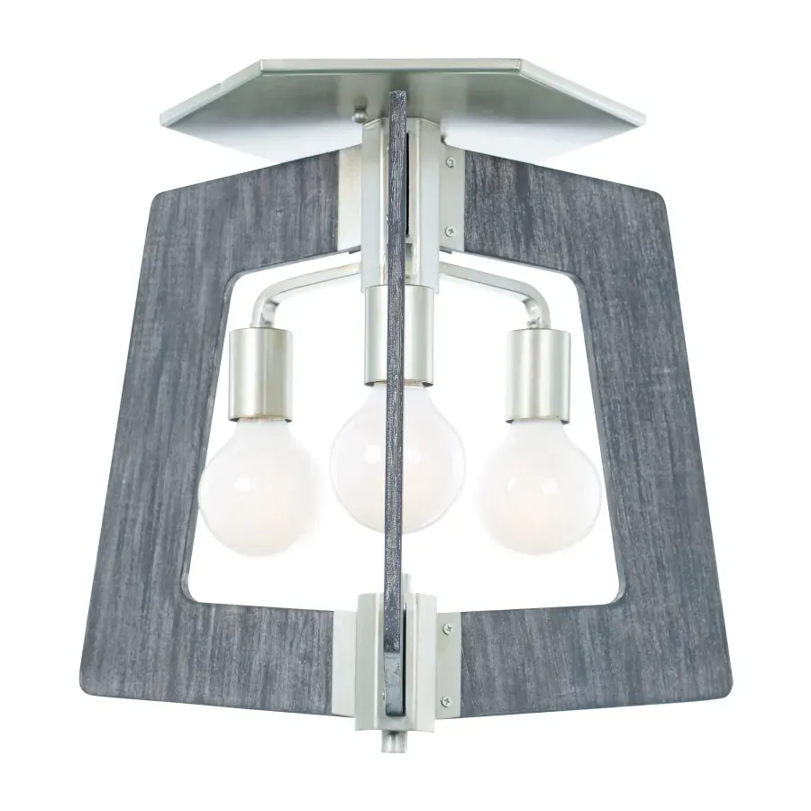 Lofty Industrial Modern 3-Light Flushmount Silverado and Gray