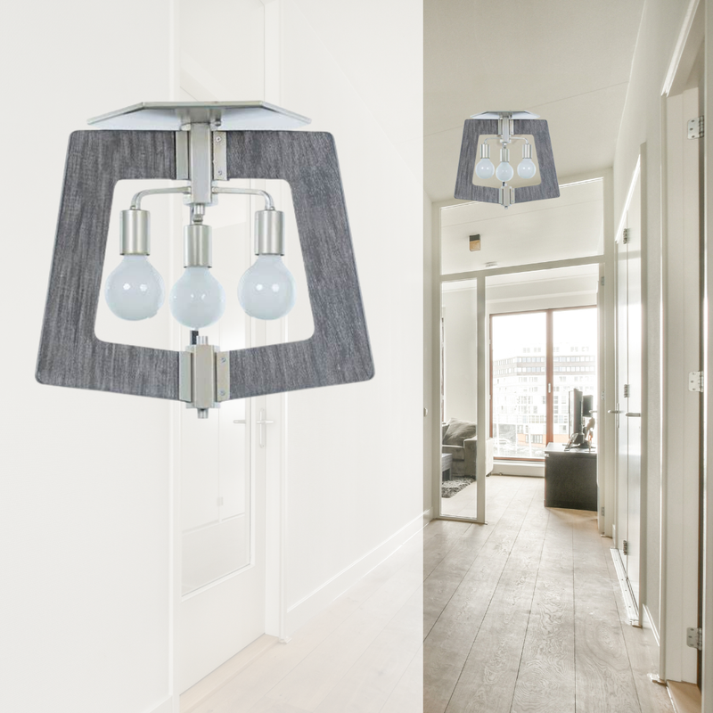 Lofty Industrial Modern 3-Light Flushmount Silverado and Gray