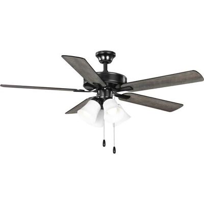 Air Pro E-Star 52&quot; Ceiling Fan Matte Black/Rustic Charcoal Blades/ Frosted Shatter Resistant Shades