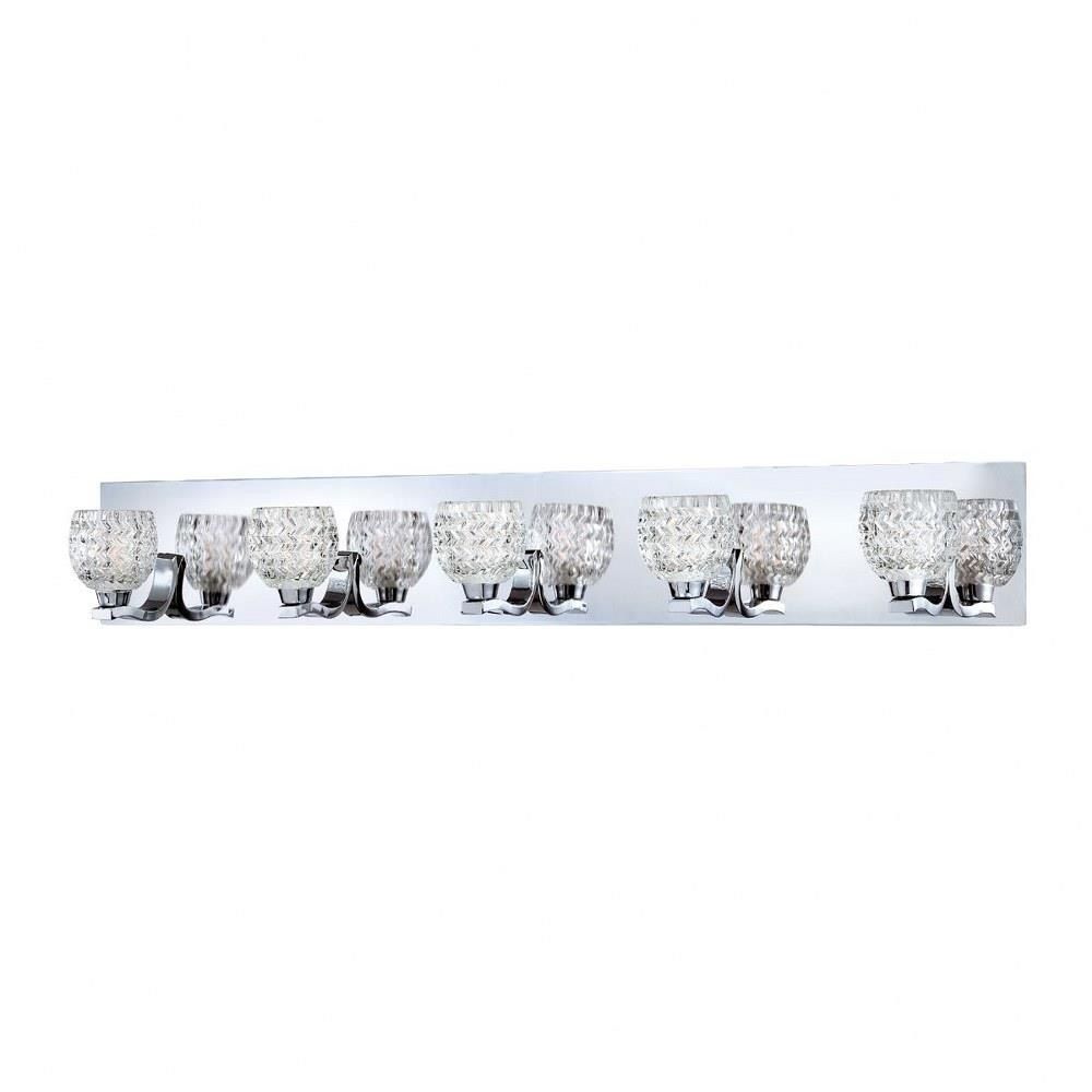 Contemporary Wave 5-Light Vanity Patterned cast clear glass with Chrome metalwork