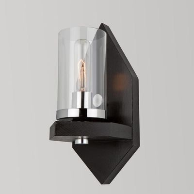 Rustic Modern Canyon Creek 1 Light Wall Sconce Dark Wood and Chrome
