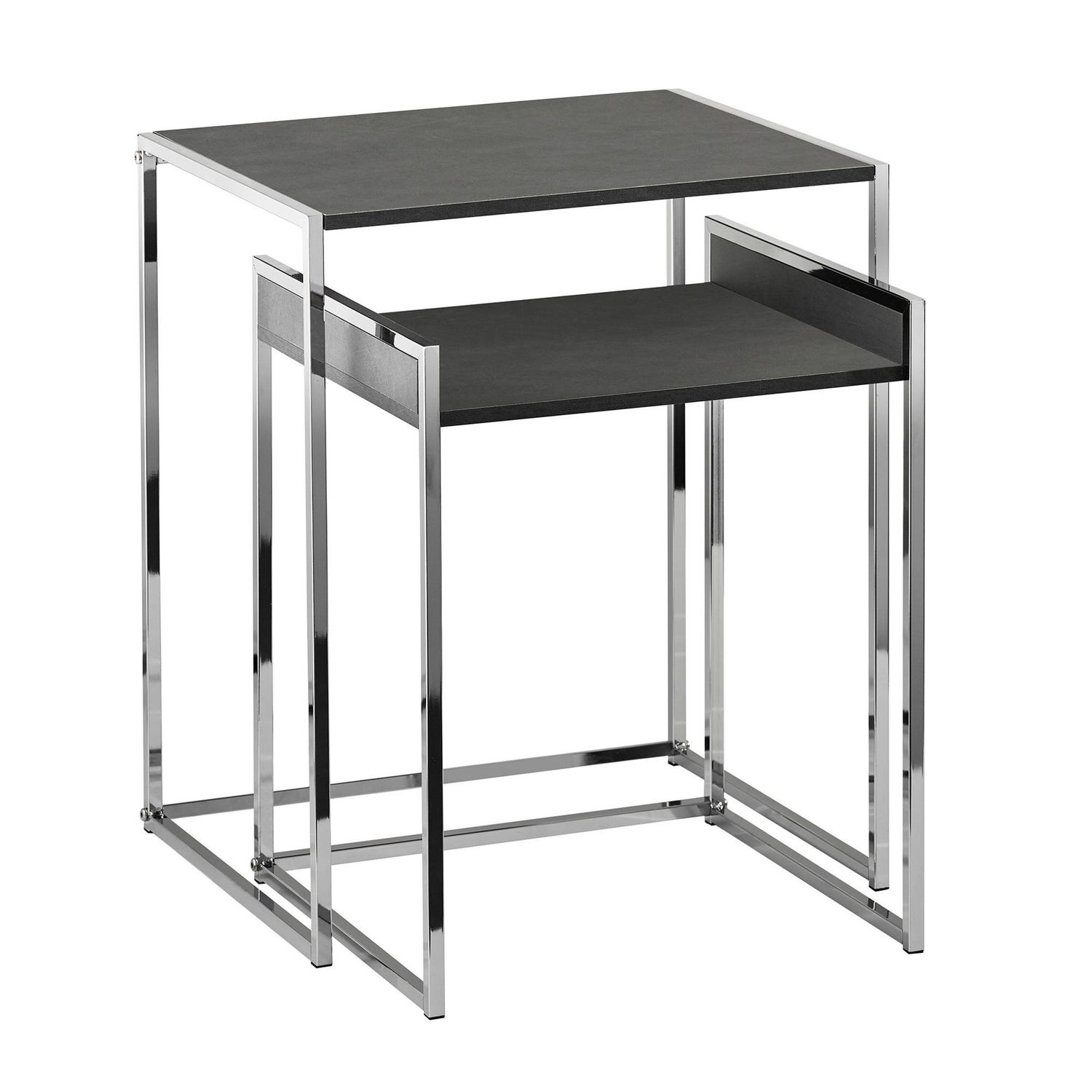 2 Set Contemporary Accent Ryder Nesting Tables Grey/Chrome