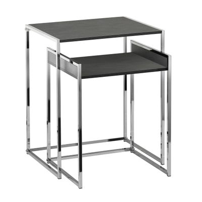 2 Set Contemporary Accent Ryder Nesting Tables Grey/Chrome