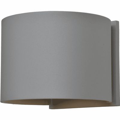 Marine Grade Contemporary LED 5&quot; Curved Bi-Directional Outdoor Wall Washer Satin Nickel