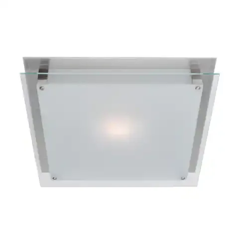 Contemporary Vision Square Flush Mount Brushed Steel and Frosted Glass