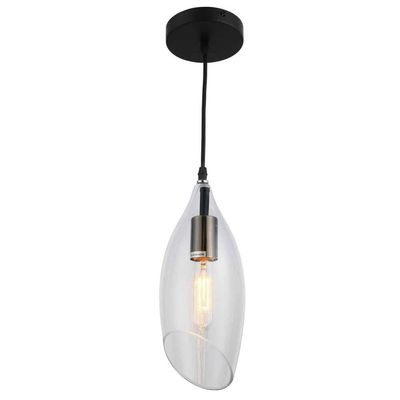 Contemporary Abba Pendant 12&quot; Black Finish with Clear Glass