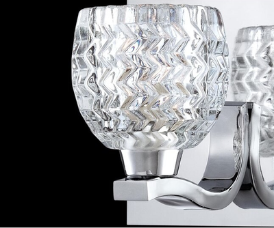 Contemporary Wave 5-Light Vanity Patterned cast clear glass with Chrome metalwork