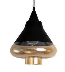 Industrial Pendant Black W/ Amber Glass