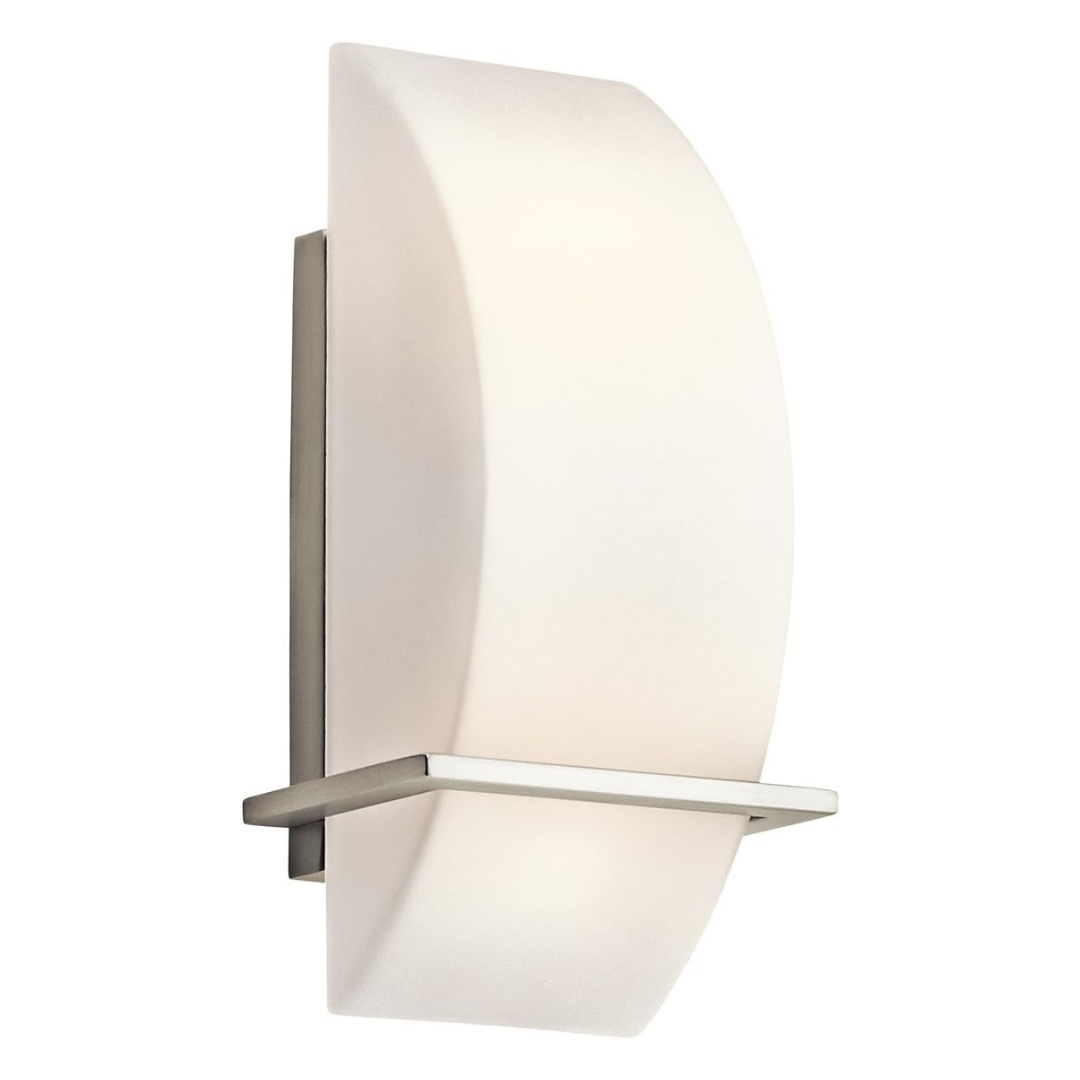 Crescent View Wall Sconce 2 X 50W, Nickel with Opal Etched Glass