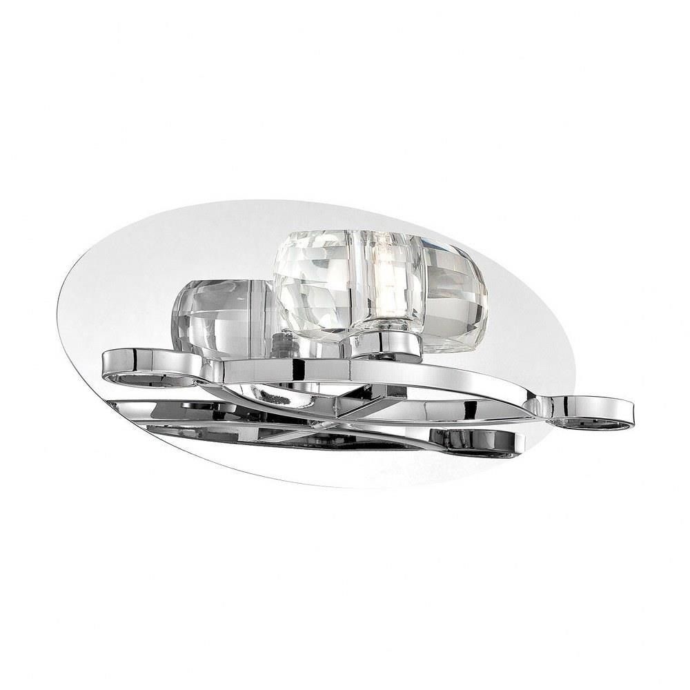 Modern Buca Halogen 1-Light Wall Sconce Chrome w/Clear Crystal Glass Modern Buca Halogen 1-Light Wall Sconce Chrome w/Clear Crystal Glass