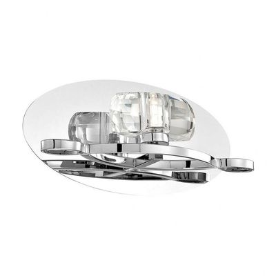 Modern Buca Halogen 1-Light Wall Sconce Chrome w/Clear Crystal Glass