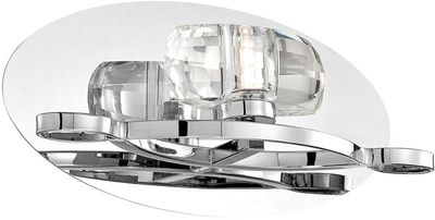 Modern Buca Halogen 1-Light Wall Sconce Chrome w/Clear Crystal Glass