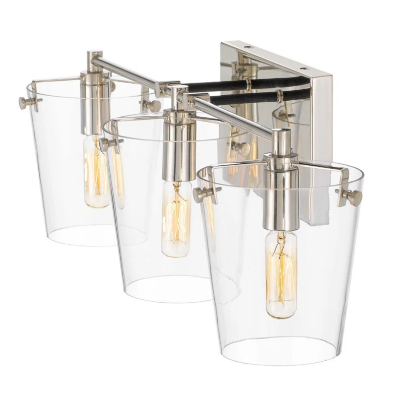 Arlo 3-Light Vanity Black and Polished Nickel