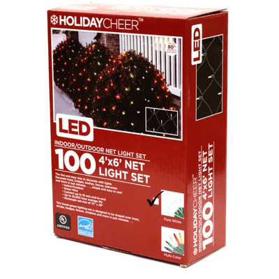 100 LED Christmas Mini Light Indoor/Outdoor Net Lights 4X6 PURE WHITE
