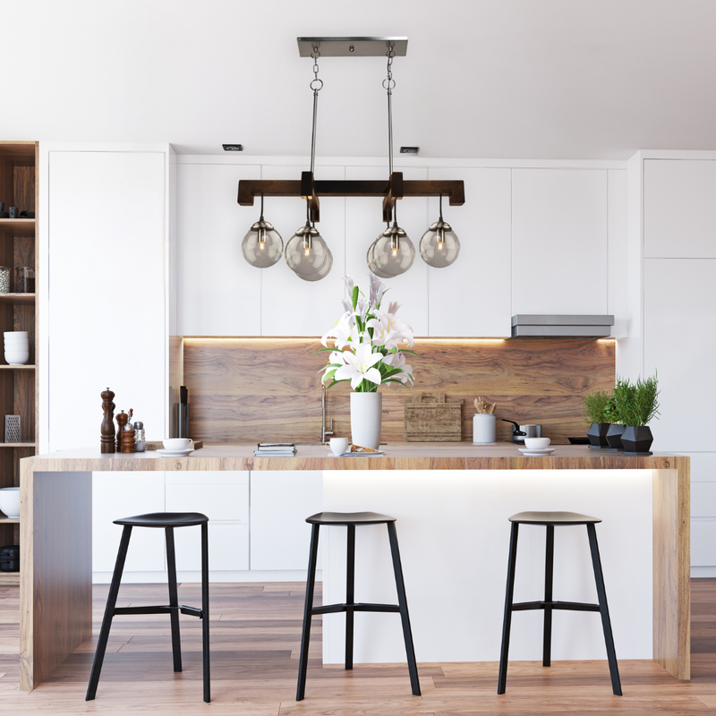 Espresso 31" 6 Light Large Chandelier Island Light