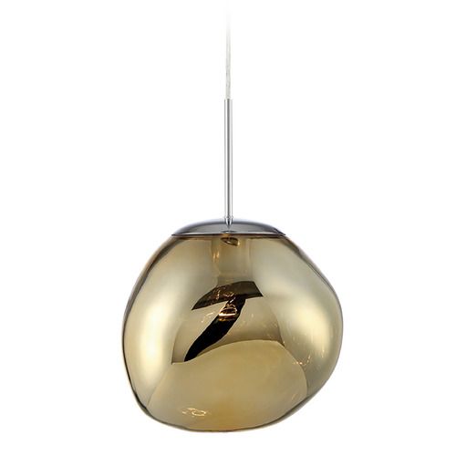 Contemporary 1 Light Pendant - 10.5 Inches Wide by 12.5 Inches High, Gold
