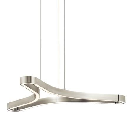 Contemporary LED Hanging Pendant Chandelier in Satin Nickel Finish