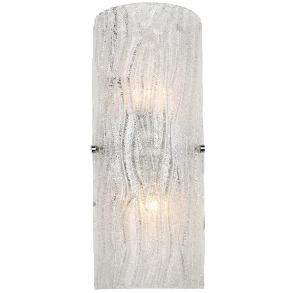 Brilliance 2 Light Handmade Cool Swirl Ice Glass Chrome Sconce