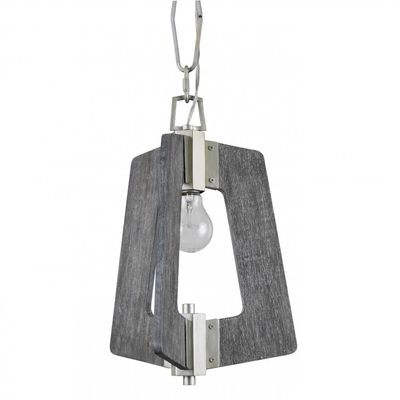 Modern Industrial/Farmhouse Lofty Pendant 1X100W Steel/ Grey Wood