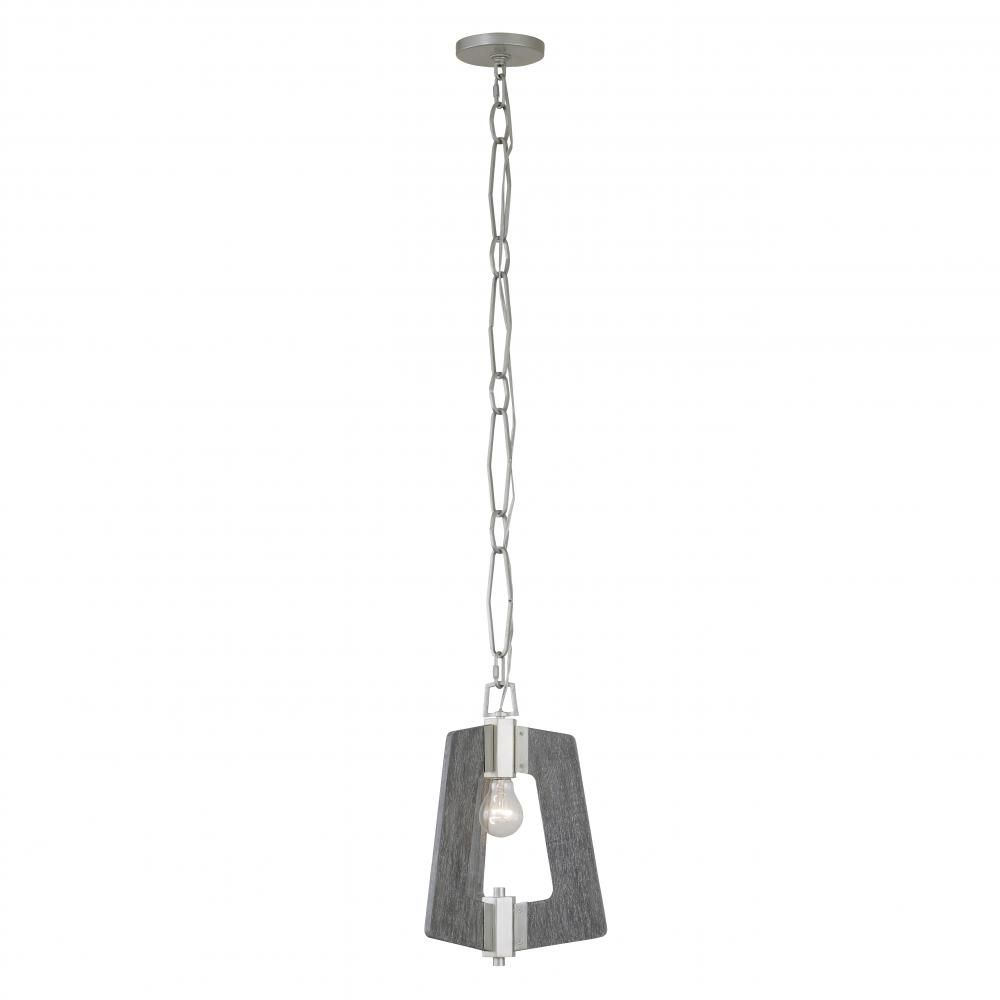 Modern Industrial/Farmhouse Lofty Pendant 1X100W Steel/ Grey Wood
