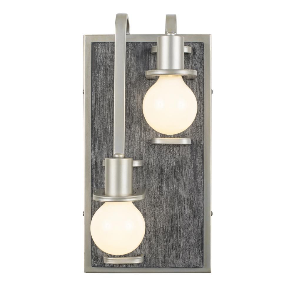 Modern Industrial/Farmhouse Lofty 2-Light Wall Sconce Silver with Grey Wood