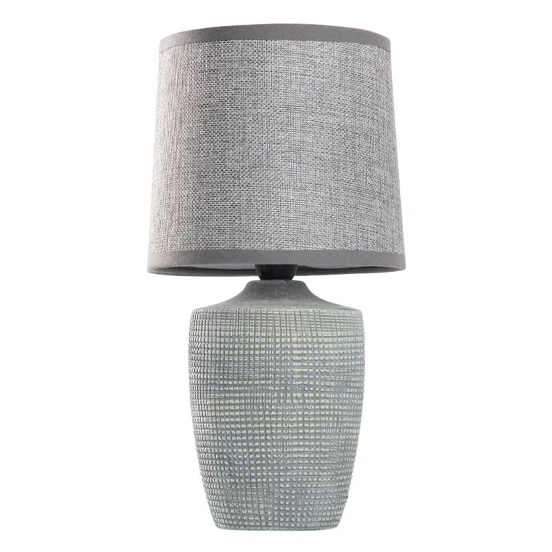 Mini Table Lamp Patterned base and Textured Shade Grey tones