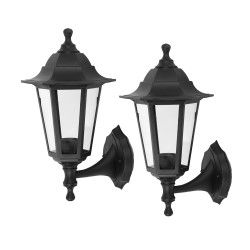Duo Pack Classic Outdoor Wall Clear Glass Matte Black