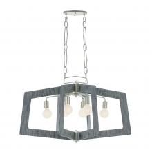 Modern Industrial/Farmhouse Lofty 6-Light Pendant Silverado with Grey Wood