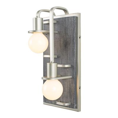 Modern Industrial/Farmhouse Lofty 2-Light Wall Sconce Steel with Grey Wood