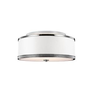 Large Textured Silk Shade with Crystal Inlay 20" Pave 3-Light Semi Flush Fixture/ Polished Nickel
