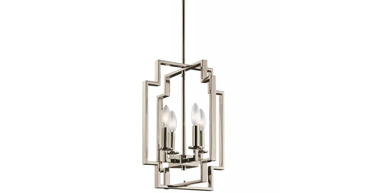 Downtown Deco Geometric Foyer 4 Light Polished Nickel