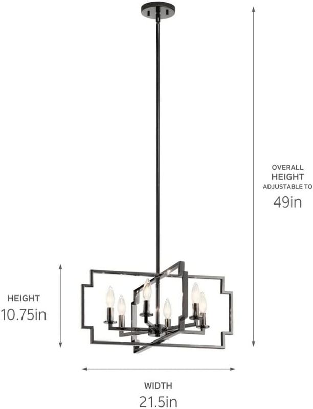 Downtown Deco Geometric 6 Light  22" Wide Chandelier Polished Nickel