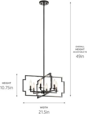 Downtown Deco Geometric 6 Light 22" Wide Chandelier Polished Nickel