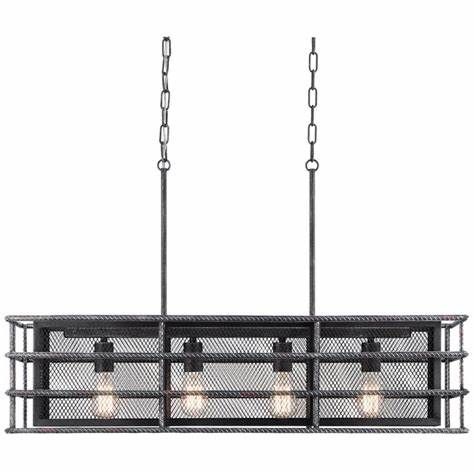 Ramida Industrial Rustic Linear Chandelier Antique Steel with Gold Flaked Bronze