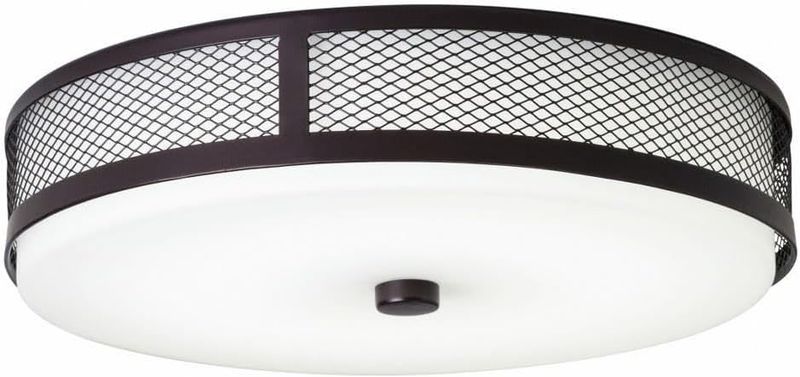 Contemporary Modern LED Flush Mount Ceiling Space Olde Bronze/Satin Etched Opal Glass