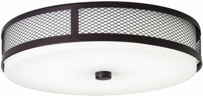 Contemporary Modern LED Flush Mount Ceiling Space Olde Bronze/Satin Etched Opal Glass