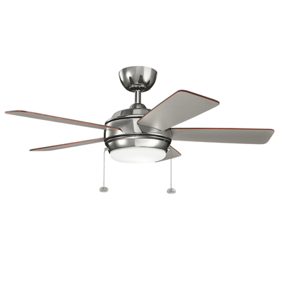 Starkk 42&quot; Indoor Polished Nickel Downrod Mount Ceiling Fan with Integrated LED with Pull Chain