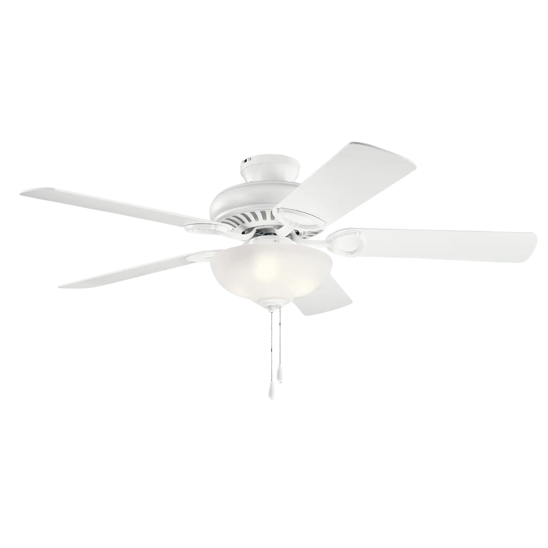 Classic Design Sutter Place 52&quot; Ceiling Fan Matte White Wood Blades / Alabaster Glass