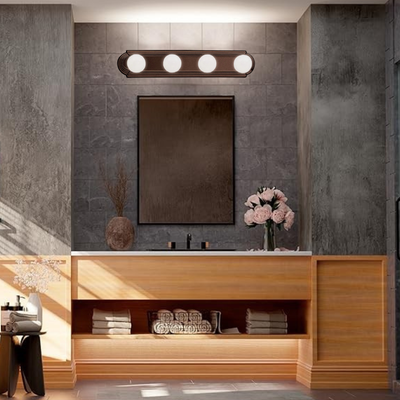 Classic 4-Light Linear Vanity Fixture, Tannery Bronze Finish