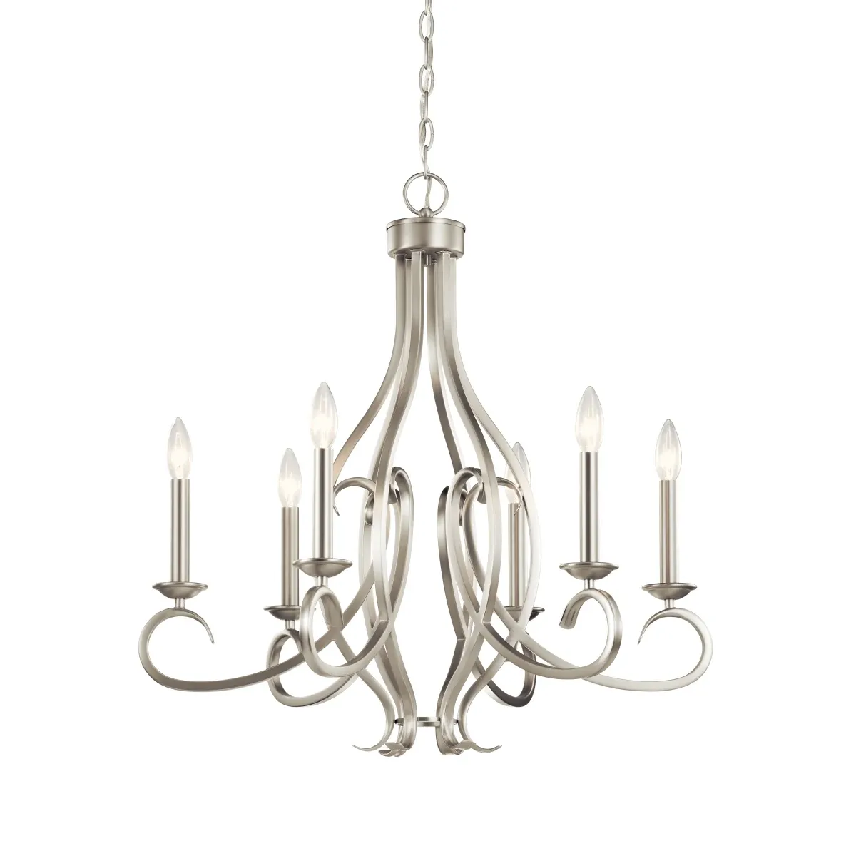 Modern Classic Ania 6 Light 26&quot; Wide Taper Candle Style Chandelier Brushed Nickel