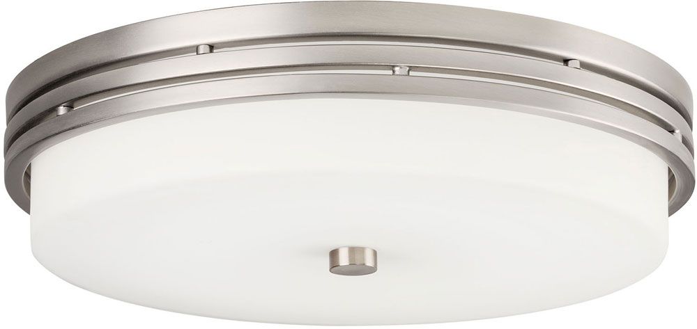 Contemporary Brushed Nickel LED Ceiling Flush Mount 26W LED 3000K