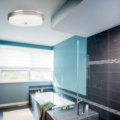 Contemporary Brushed Nickel LED Ceiling Flush Mount 26W LED 3000K