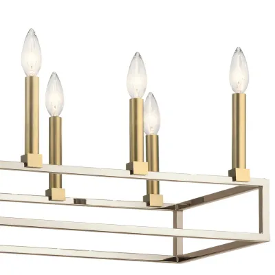 Stunning and Modern Finet 14-Light 45" Linear Chandelier Polished Nickel with Gold