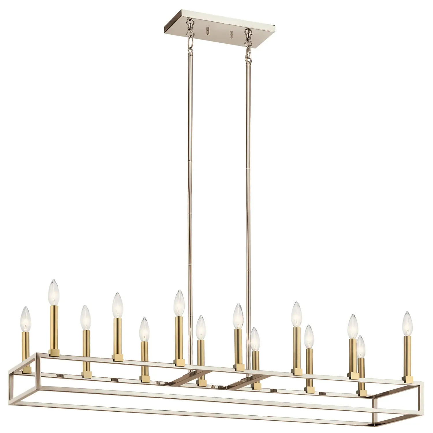 Stunning and Modern Finet 14-Light 45&quot; Linear Chandelier Polished Nickel with Gold